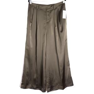 LAUREN RALPH LAUREN NWT Satin Charmeuse Wide Leg Trouser Green Women's 10P